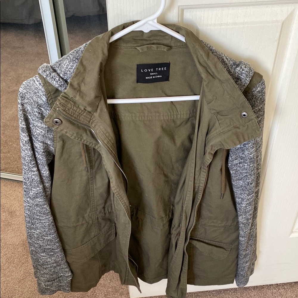 Love Tree Olive Green and Gray Jacket